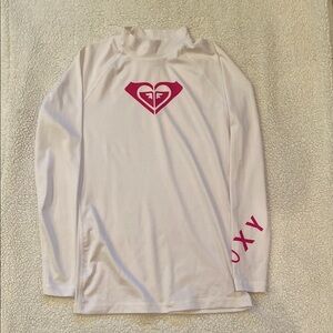 Roxy White and Pink Rashguard Swim Shirt